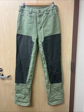 Liquid Lagoon Straight Leg Two-Tone Utility Pants - Olive/grey